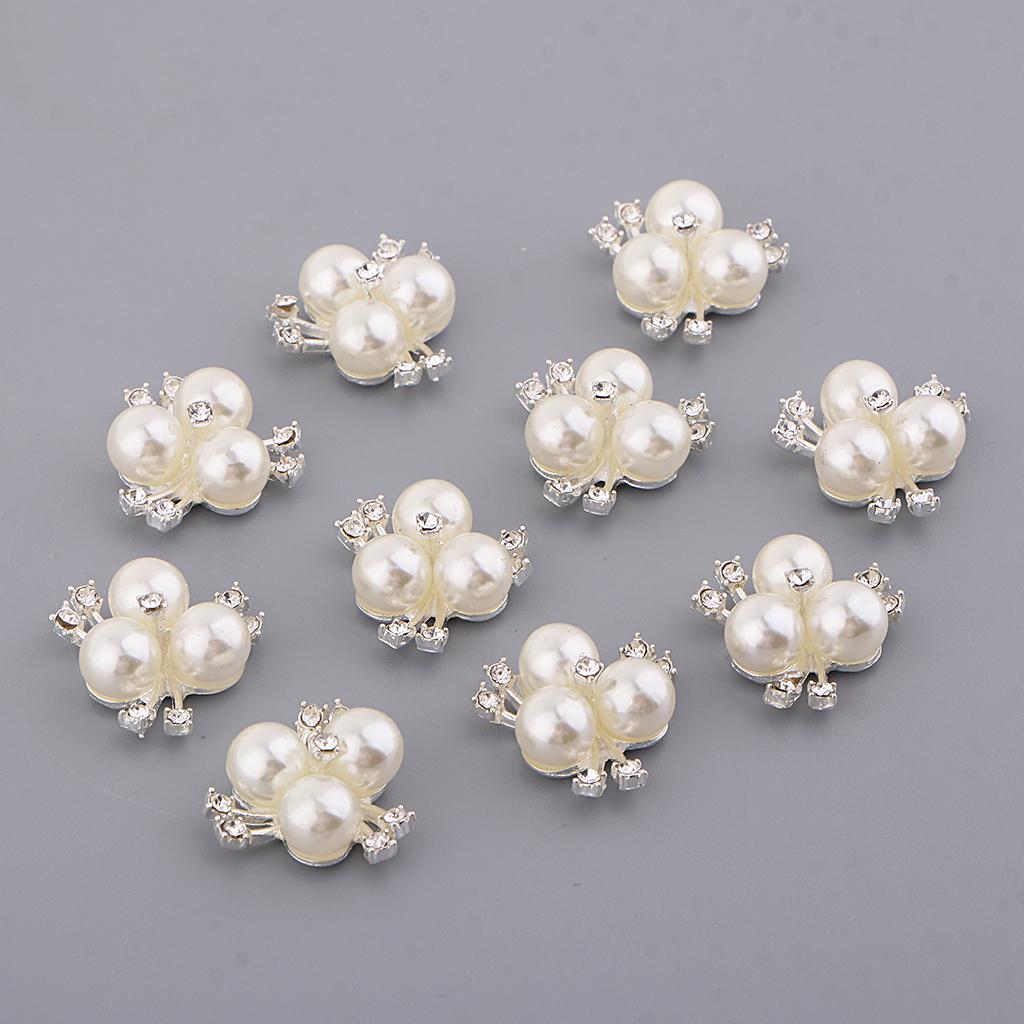 Pearl Rhinestone Flower Embellishments Decorative Button Accessories for DIY Clothes Design Bridal Crafts