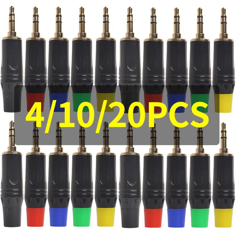 Gold-Plated 3.5mm Stereo Audio Plug - for Headphone Microphone DIY Soldering Connector