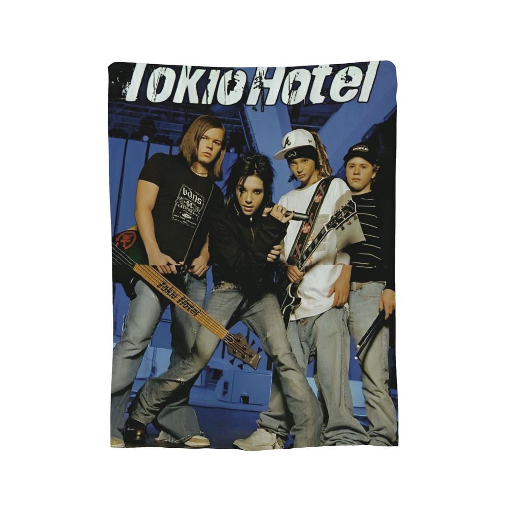 Coperta di Flanella Zimmer 483 Tokio Hotel Banda Rock Tour Moda Plaid per Letto Divano Divano 150*125cm Peluche Trapunta Sottile,