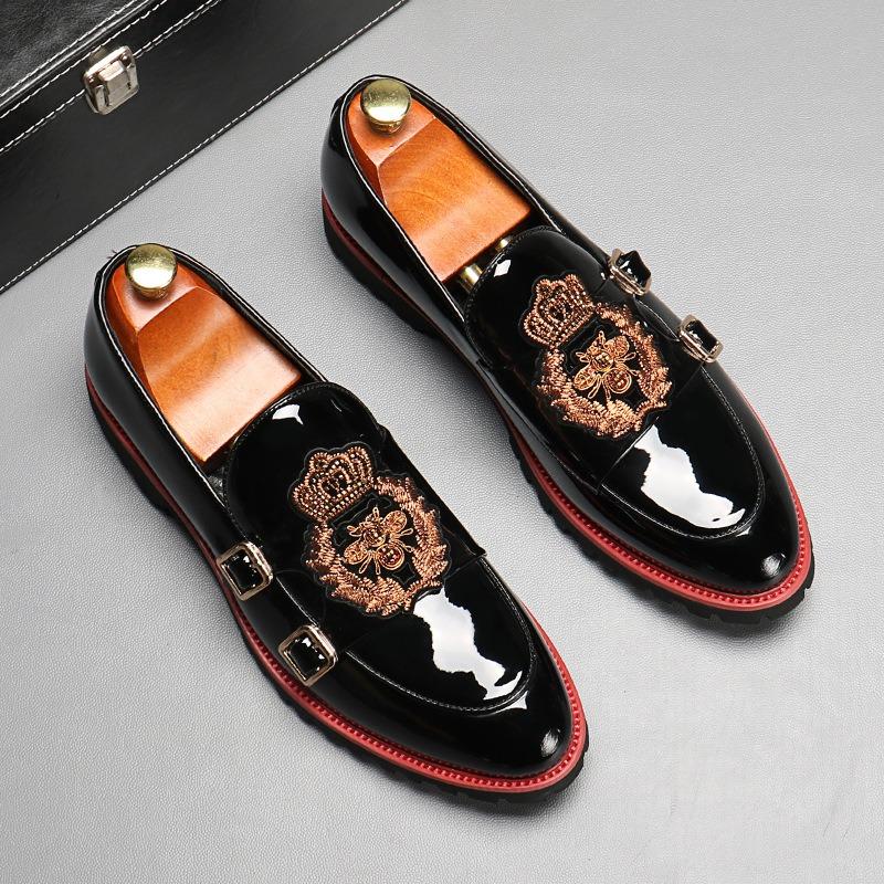 Fashion Embroidery Men's Loafers Luxury Patent Leather Casual Shoes Designer Business Shoes Brand Men's Shoes Zapato Para Hombre
