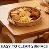 27Cm Round Woven Rattan Tray with Handles Imitation Rattan Storage Serving Basket for Bread Snacks Drinks Fruits Home Decor