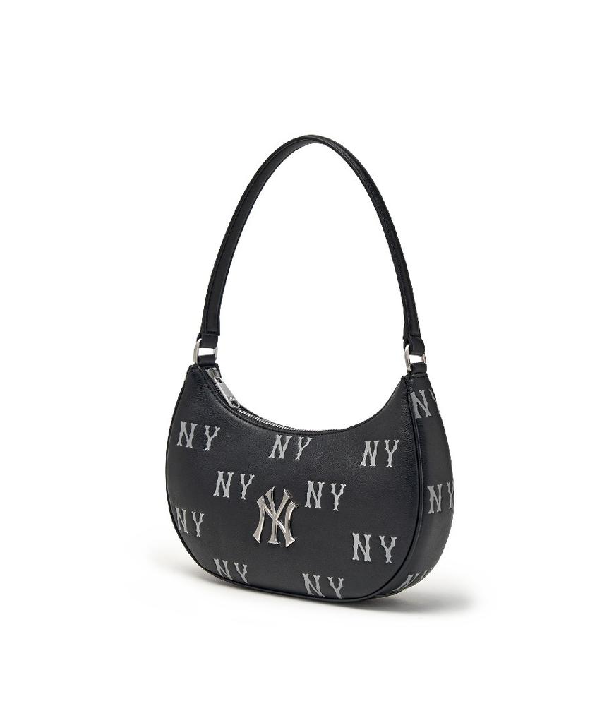 Mlb Classic Monogram Embossed Hobo Bag Ny (Black)