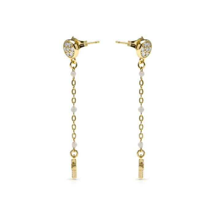 Orecchini in argento sterling 925 con smalto bianco e finitura in oro giallo 18 carati - Senai