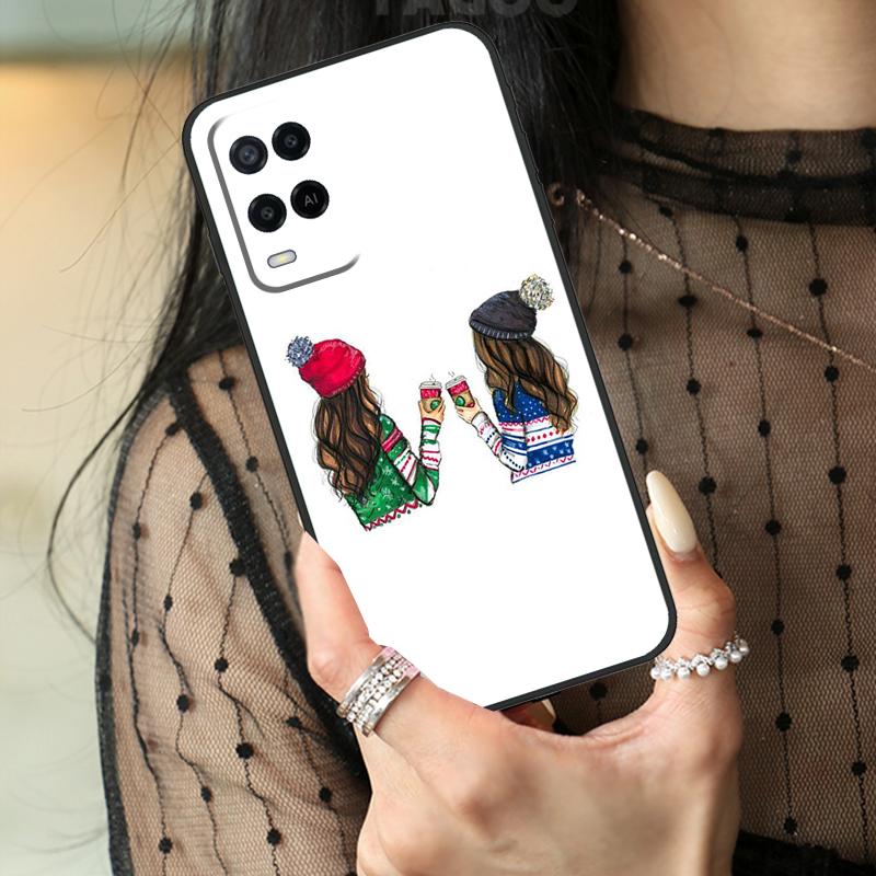 Best Friends BFF Matching Case For Oppo A16 A76 A96 A17 A18 A60 A80 A40 A38 A58 A78 A98 A94 A74 A54 A15 A57 A77 A5 Pro