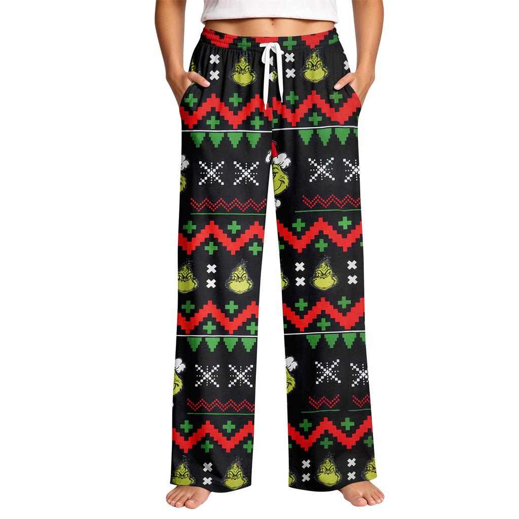Women's Casual Christmas Holiday Print Pajama Pants Loungewear Sleep Bottoms for Winter