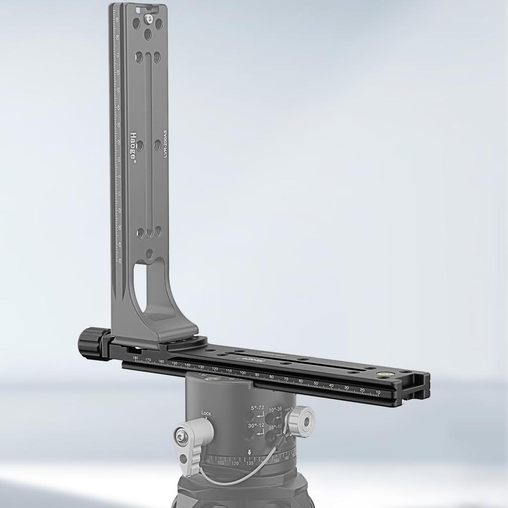 Haoge 200mm Nodal Slide Double Dovetail Focus Rail Plate with Metal Quick Release Clamp for Camera Panoramic Macro Photography with Arca Swiss RRS