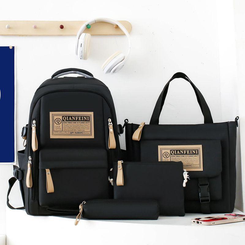 Fash Large-Capacity Primary School Junior High School Students Shoulders Backpack High School Five Sets of Multi-Compartment  Bag