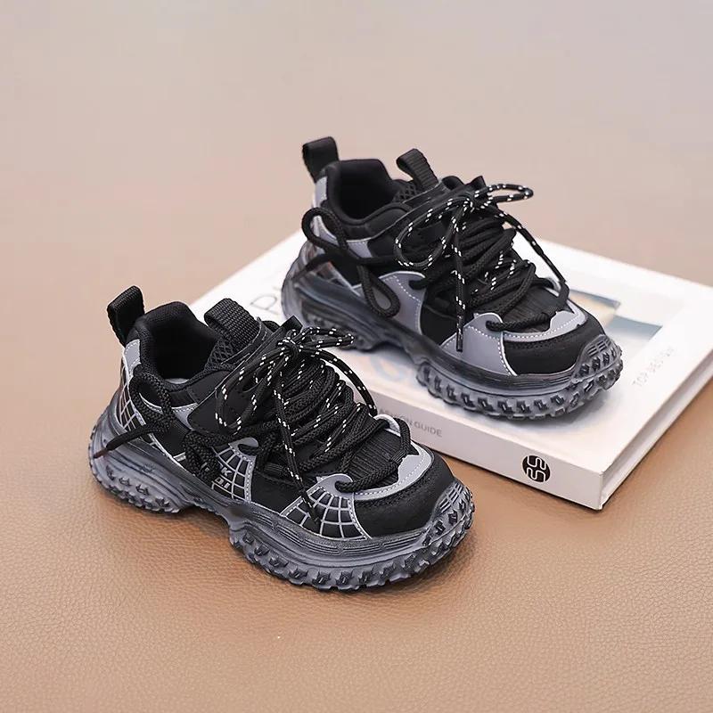 

Girls Casual Shoes Chunky Non-slip Children Basketball Shoes Breathable Spring Autumn Versatile Kids School Boys Sneakers 27 чёрный