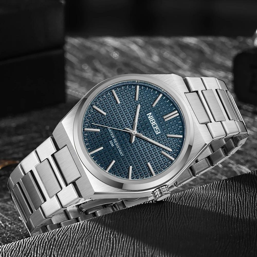 NIBOSI Men Watch Stainless Steel Luminous Luxury Watches For Men Waterproof Casual Sports Quartz Watch