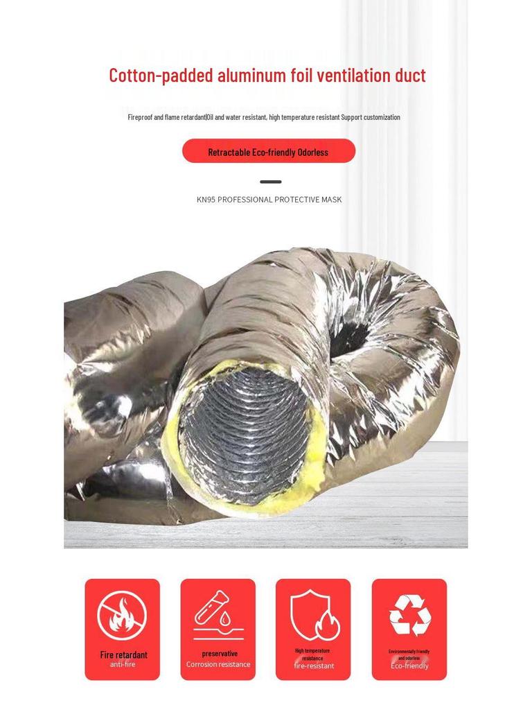 200mm Diameter Extendable Flexible Duct for Central Air Conditioning Ventilation with Reinforced Insulation