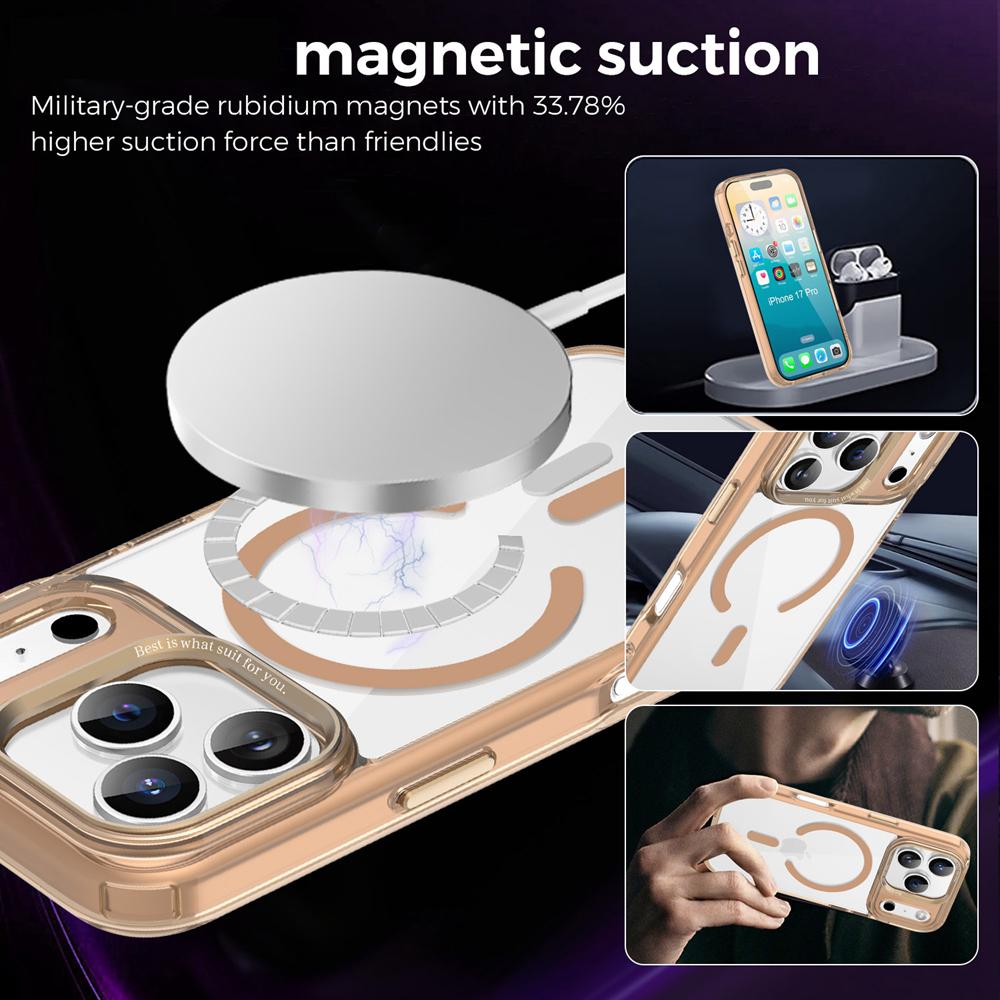 KEYSION Αντικραδαισμική Διαφανής Θήκη για MagSafe για iPhone 17 Pro Max Μαλακή TPU+PC Μαγνητική Ασύρματη Φόρτιση Τηλεφώνου Διάφανη Θήκη