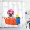 Funny Bulldog Fabric Shower Curtain Bear Deer Cow Forest Animal Vintage Style Polyester Fabric Art Shower Curtain Bathroom Decor