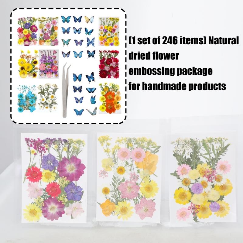 205Pcs Pressed Dried Flower For Resin Natural Dry Flower Leaf with Tweezers Sticker for Art Craft Candle Jewelry Making