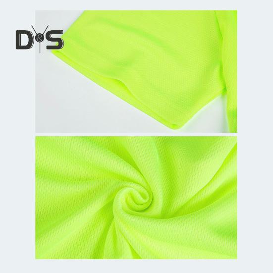 Gut sichtbares Sicherheits-T-Shirt mit Reversknopf und reflektierendem Band. Schnelltrocknendes, atmungsaktives Arbeitskleidungs-Sicherheitsoberteil für Bauarbeiter