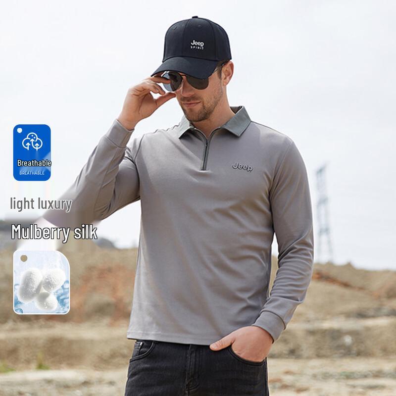 JEEP Men s Color-Block Long-Sleeve Polo Shirt XL