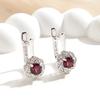 Flower Shape Design 925 Sterling Silver Women's Earrings Natural Round 5.0mm Rhodolite Garnet Fine Jewelry for Valentines Gifts