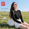 MINISO Women's 2026 Fall Casual Pure Cotton Long Sleeve T-Shirt