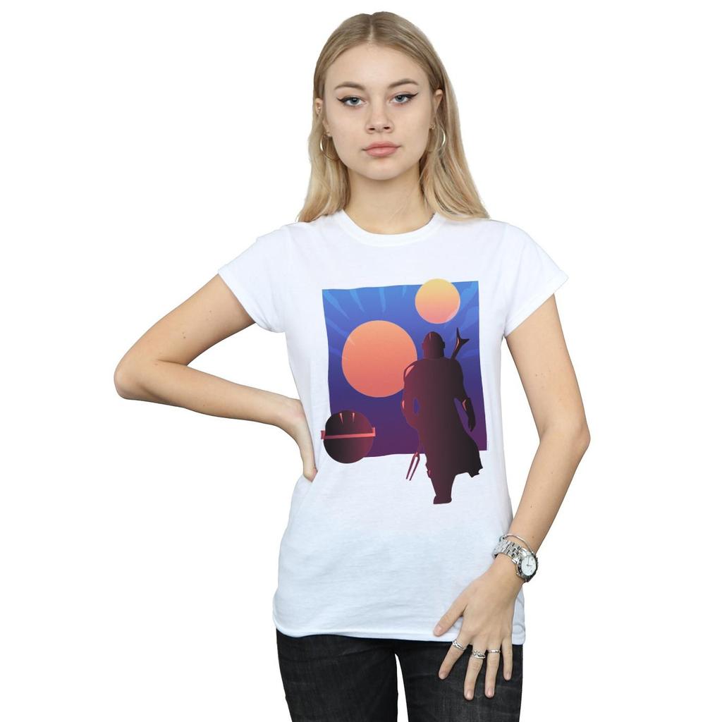 Star Wars Womens/Ladies The Mandalorian Duo Sunset Cotton T-Shirt