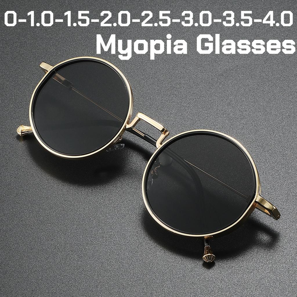 Luxury Design Myopia Eyeglasses Male Round Frames Driving Sun Shading Sunglasses Outdoor UV400 Minus Diopter Sun Eyeglasses Gogglea