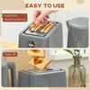 Digital Stainless Steel Kettle and Toaster Set, 1.5L 3000W Fast Boil Kettle, 2 Slice Toaster with 7 Level Browning Controls, Defrost, Reheat
