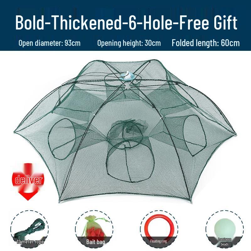 Foldable Thickened Fish and Shrimp Trap Net for Outdoor Fishing.