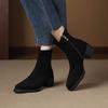 Krazing Pot Flock Round Toe Thick High Heels Chelsea Boots Zip Women Concise Style Ankle Boots