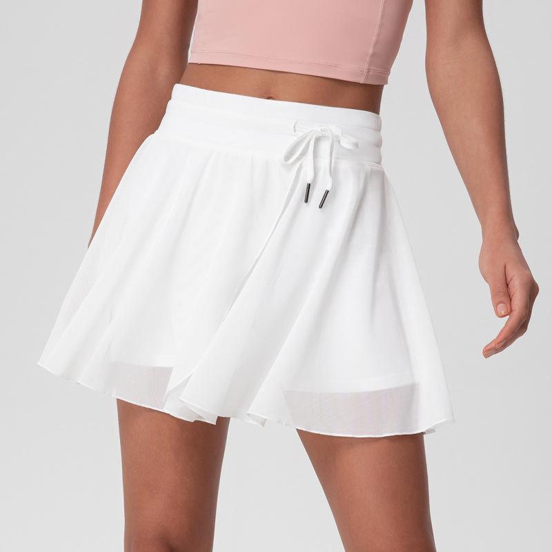 

Women s High-Waist Athletic Tight Tennis Skirt with Mesh Overlay Small