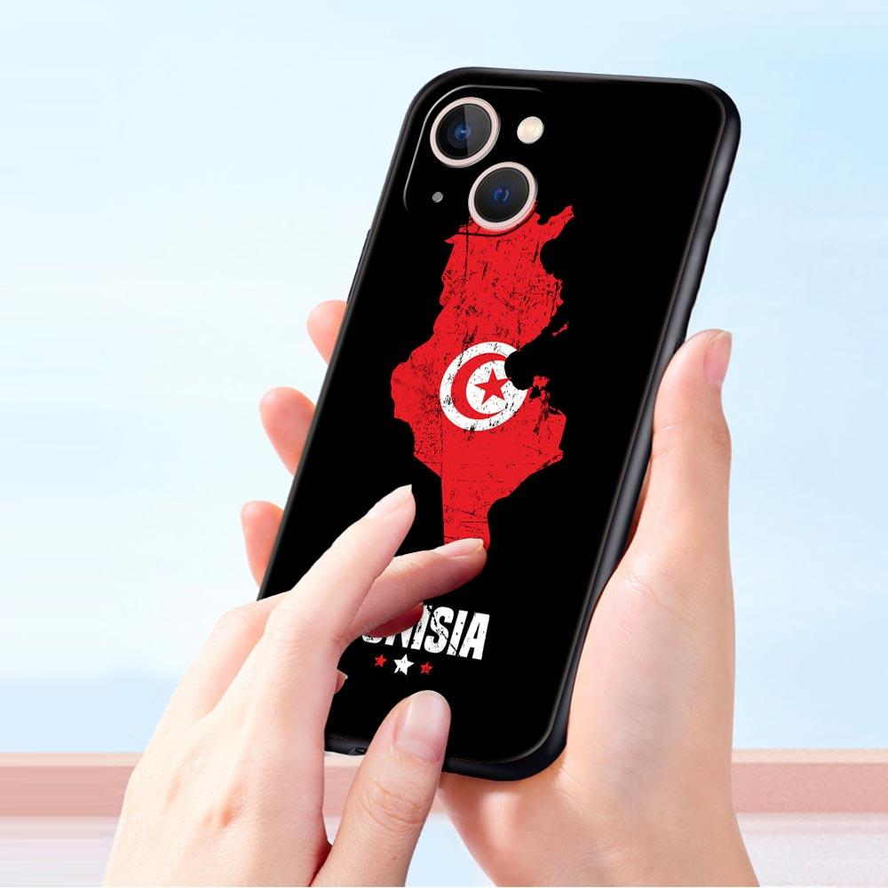 Tunisia Flag Phone Case For iPhone 17 16 15 Pro Max 11 12 13 14 7 8 Plus SE 2020 X XR XS Cover Soft Black