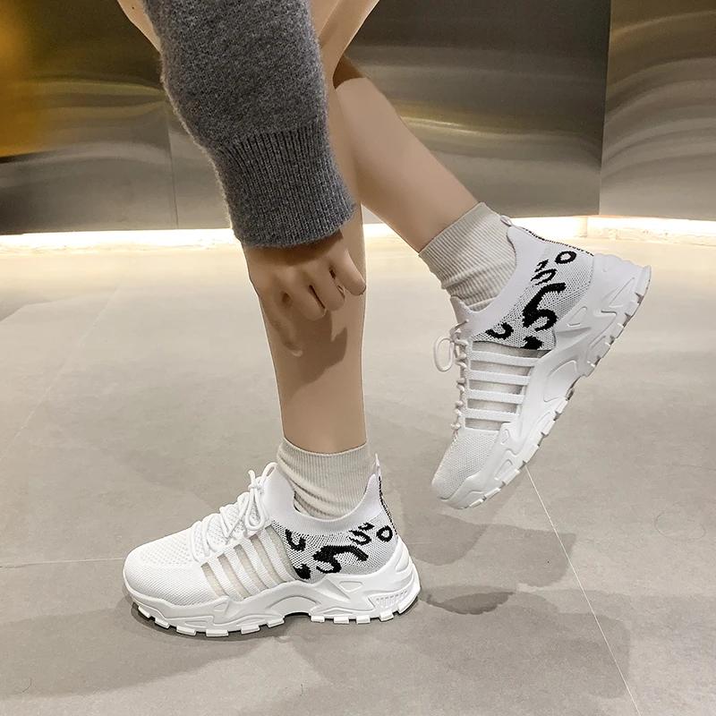 Fashion Women Sneakers All-match Light Flying-Woven Sport Running Shoes Cushion Gym Fashion Shoes Non Slip Casual Walking Tennis Shoes