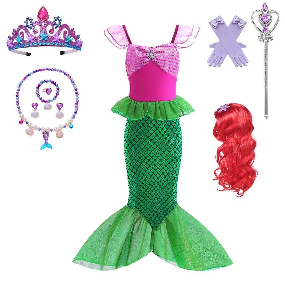 Дитячий костюм косплею русалки, костюм для рольових ігор для дівчаток, костюм для карнавалу, Хелловіну, дня народження, літня сукня принцеси