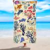 Ocean Starfish Coral Print Beach Towel Coastal Nautical Summer Beach Blanket Quick Dry Lightweight Absorbent Towel for Beach