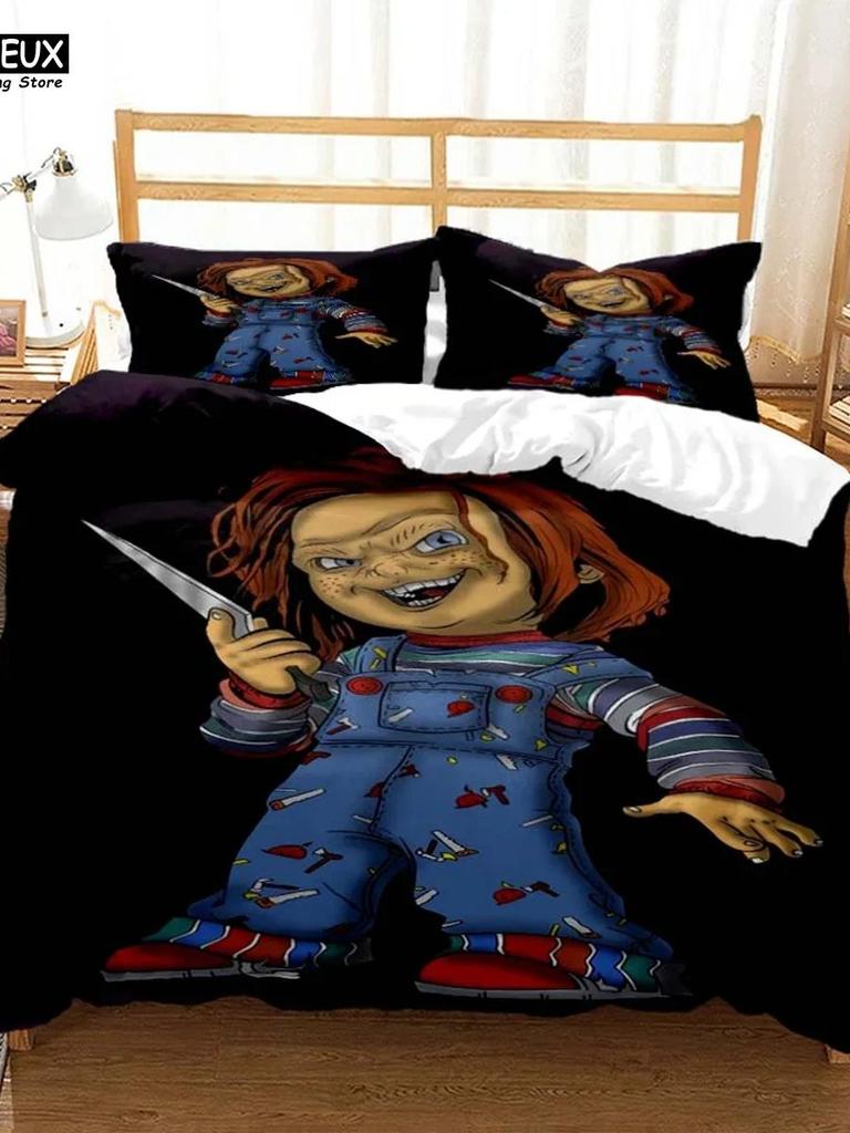 Funda Nórdica con Estampado de Payaso de Película de Terror de Halloween Funda de Almohada Juego de Ropa de Cama para Cama Queen Juego de Ropa de Cama de Lujo Personalizado Ropa de Cama Personalizada
