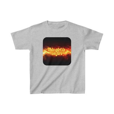 US Kids 7Y 14Y - This Girl Is On Fire - Girl Power - Kids Heavy Cotton Tee