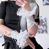 1 Paar Jk Lolita Spitze Handgelenkstulpen Seidenband Y2K Schwarz Weiß Rüschen Handschuhe Für Mädchen Cosplay Requisiten