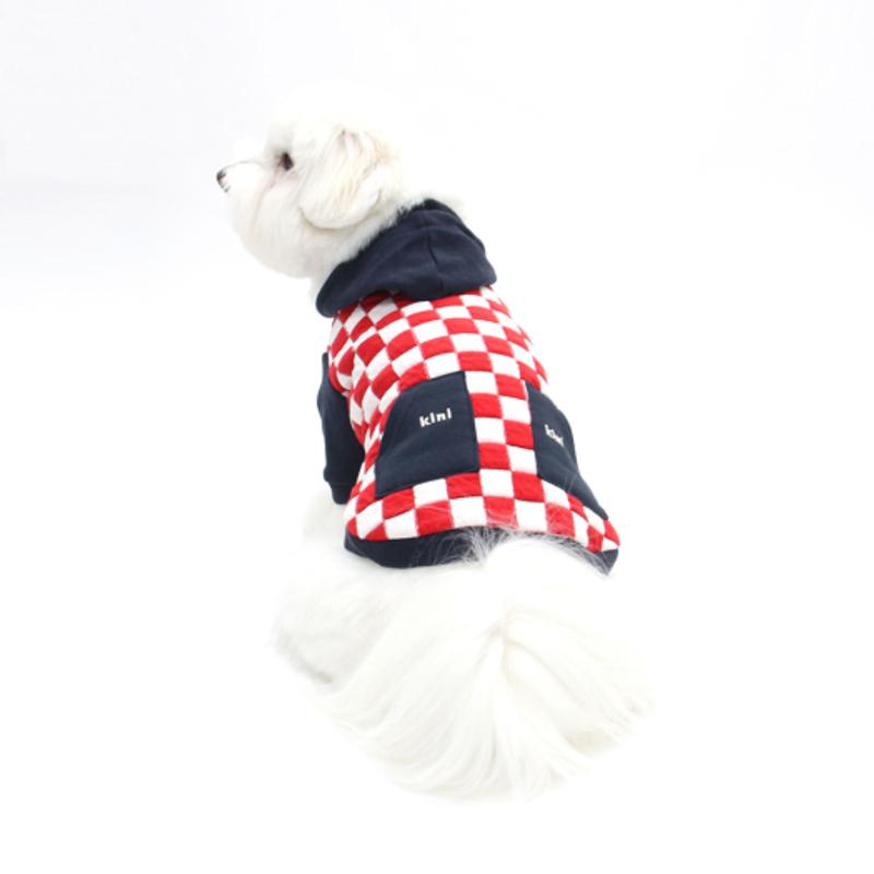 KINIKINI CHECKERBOARD HOODIE ZIPUP-RED (Hooded Zip-up)