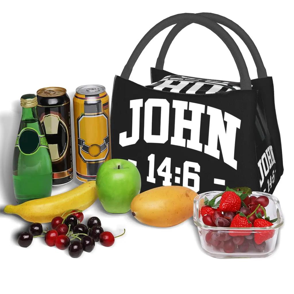 Lunchtasche Damen Katholische Bibel Johannes 14 6 14:6 Isolierte Kühltasche Tragbar Picknick Schule Canvas Lunchbox Bento Beutel