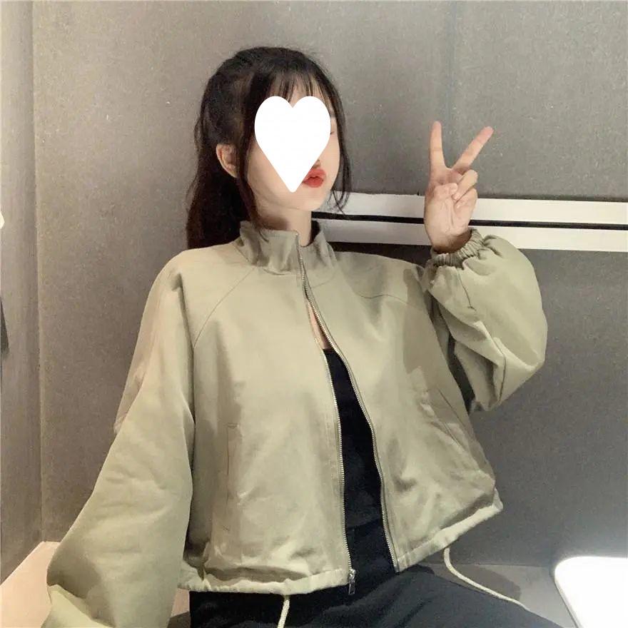 Spring 2023 Women's Trendy Loose-Fit Windbreaker: Slim Zipper, Long Sleeve, Windproof Short Coat.