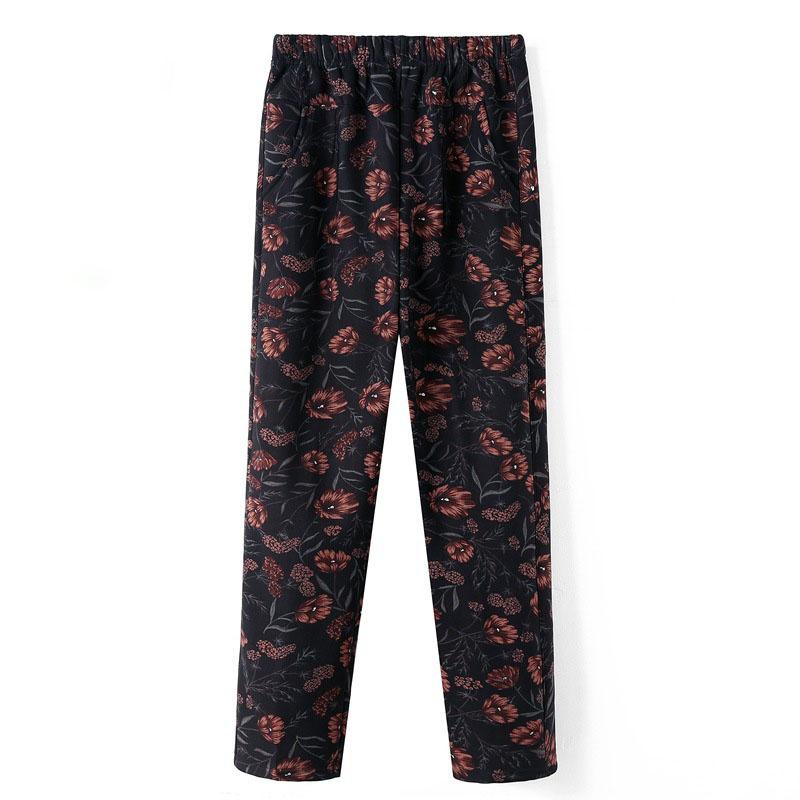 Spring Women's Casual Loose Printed Elastic Waist Wide Leg Pants