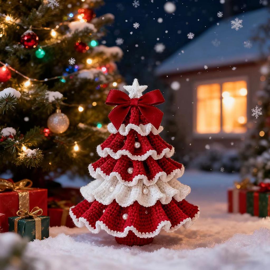 1Pc Christmas DIY Crochet Hook Material Pack Hand Woven, Christmas Tree DIY Weaving Kit, Cute and Fun Home Decoration Ornaments