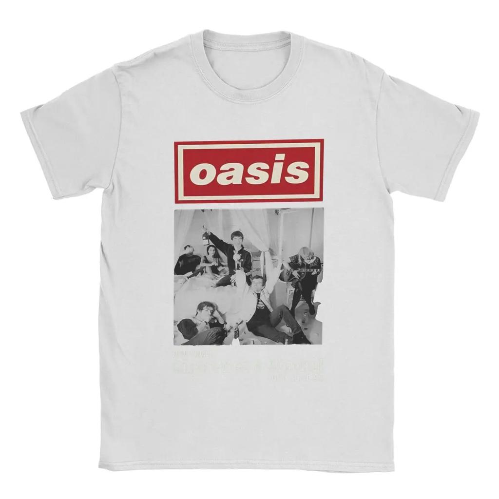The Classic Rock Band Oasis Men's Pure Cotton T-shirt Y2K Short-sleeved Summer Fashion Trend Casual Wear Top