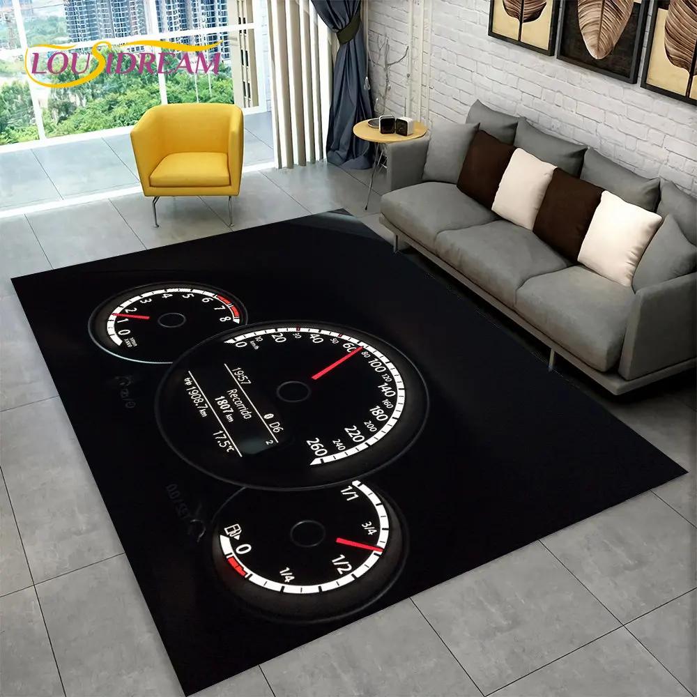 Alfombra grande para tablero de instrumentos de carreras de autos en 3D, alfombra para sala de estar, dormitorio, sofá, cocina, decoración, alfombra antideslizante para juegos de niños