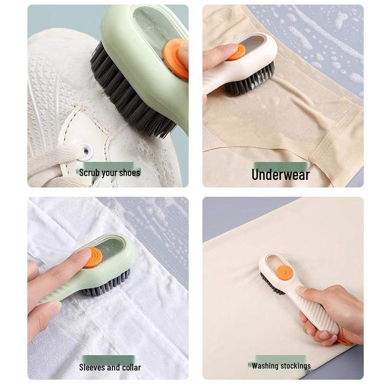 Multifunctional Liquid Dispensing Shoe and Clothes Brush - Gentle On Shoes, Press-Type Design for Easy Cleaning