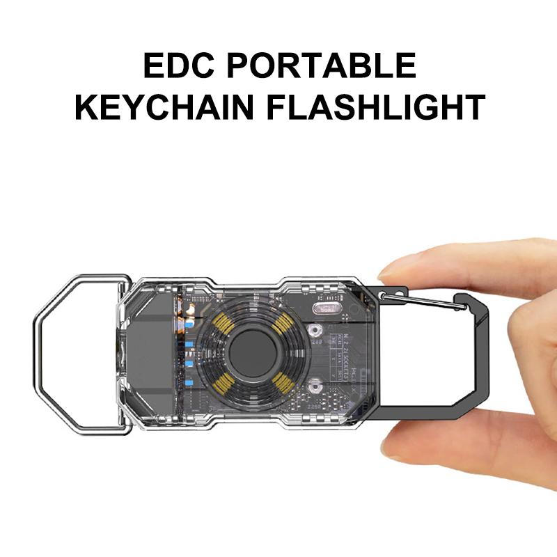 Multimode Keychain Light - Adjustable Flood Beam, Usb-C Rechargeable Belt Flashlight For Dog Walking, Night Fishing 1Pc