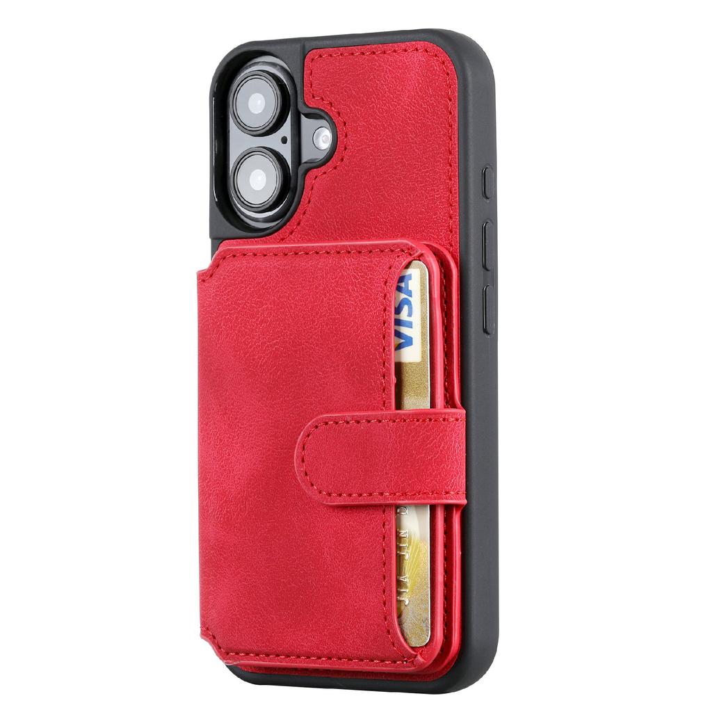 For iPhone 16 Case Wallet Card Slot TPU+PU Leather Back Phone Cover