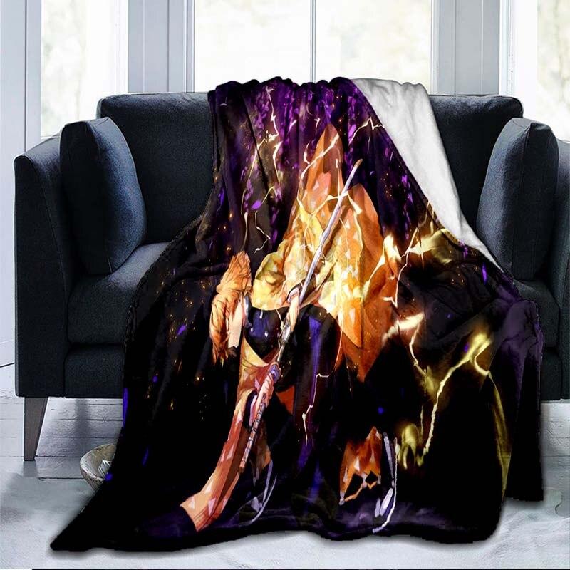 Devil's Blade Anime Home Textile Demon Slayer Kimetsu No Yaiba Kamado Tanjirou Nezuko Double Plush Lamb Down Blanket Bedding