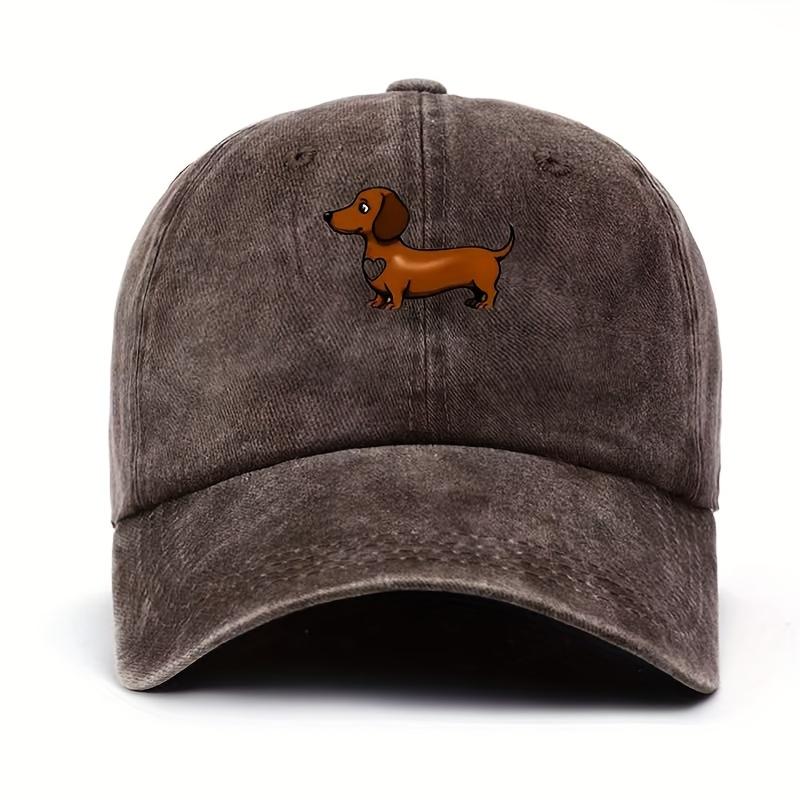 Cute Sausage Dog Pattern Printed Baseball Hat with Adjustable Snap Button Lightweight Valentine's Day Gift