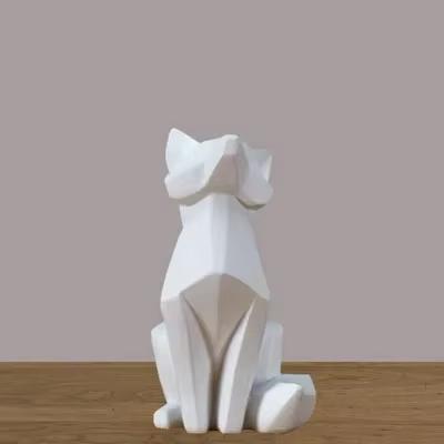 Geometric Fox Sculpture Animal Statues Simple White Abstract Ornaments Modern Home Decorations Interior Ornaments
