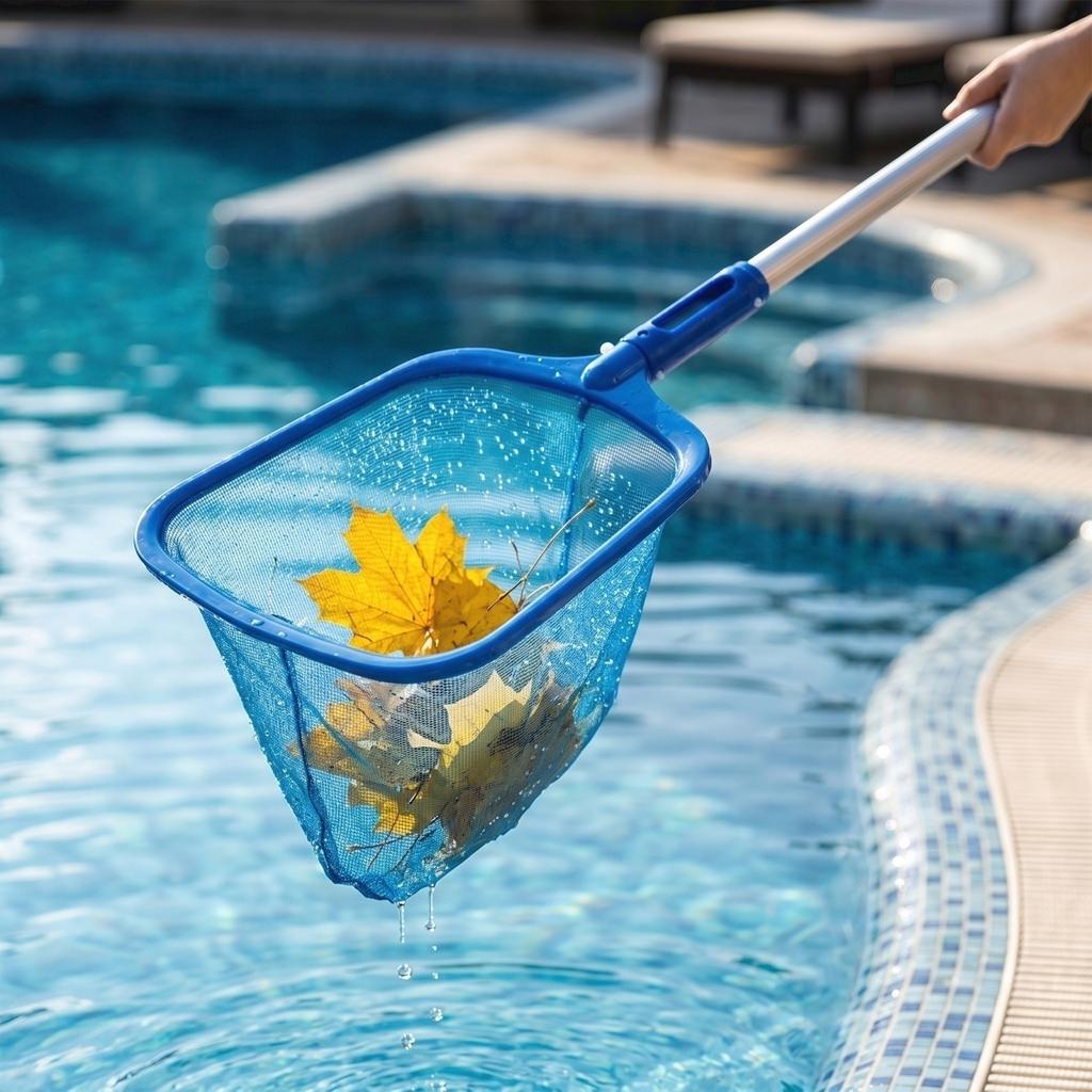 Telescopic Pool Leaf Skimmer Net with Durable Mesh and Aluminum Handle for Swimming Pool Cleaning and Debris Removal 186cm Length