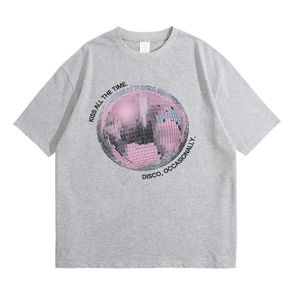 Kiss All The Time Disco Occasionally Graphic Tshirts Men Women Hip Hop Fashion Trend T Shirts Unisex Y2k Oversized Streetwear