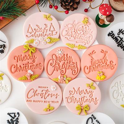Cortadores de Fondant de Natal Moldes de Biscoito com Saudações em Inglês Moldes de Cozimento de Qualidade Alimentar Adequados para Guloseimas de Feriado